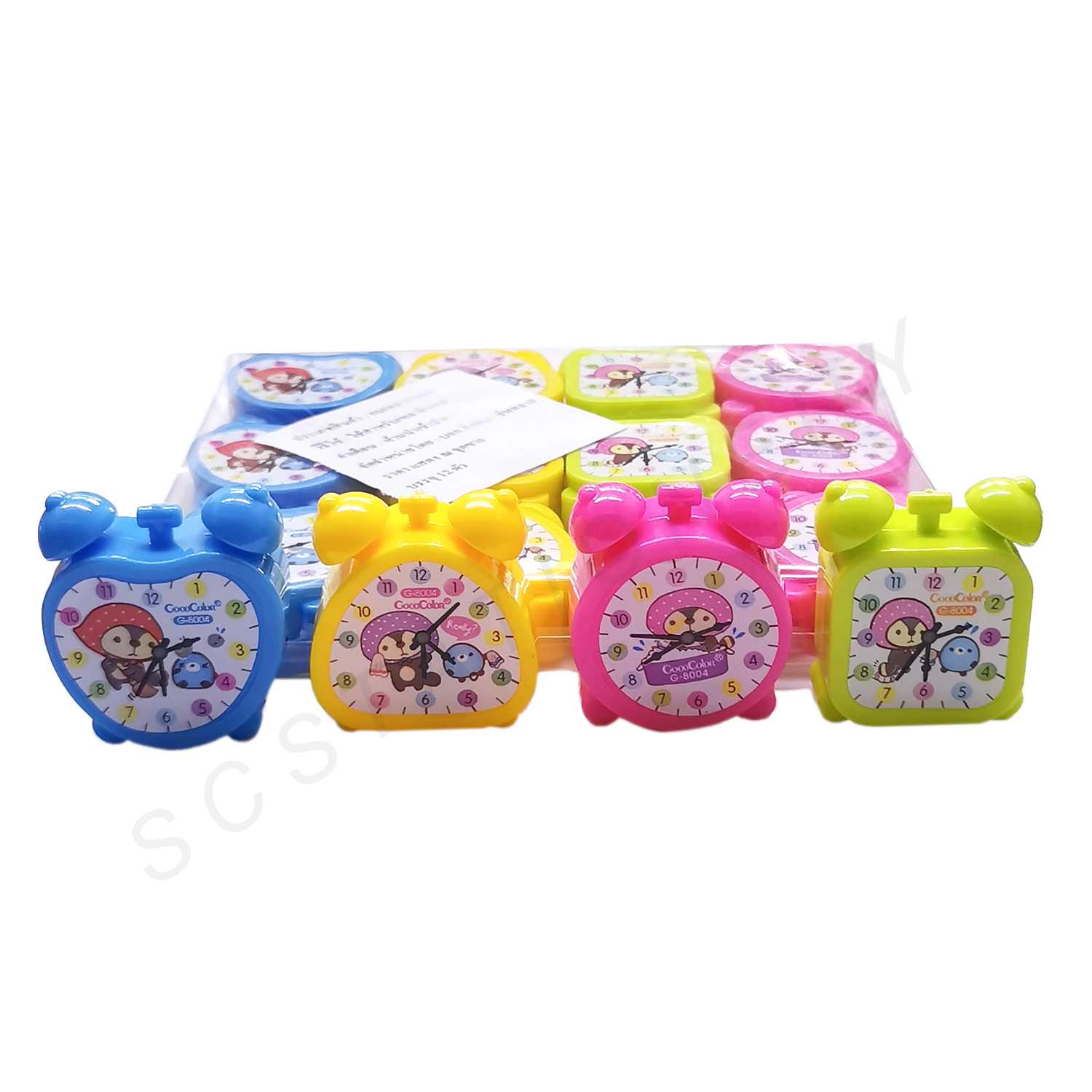 กบเหลาดินสอ นาฬิกา แพ็ค 12ชิ้น คละสี