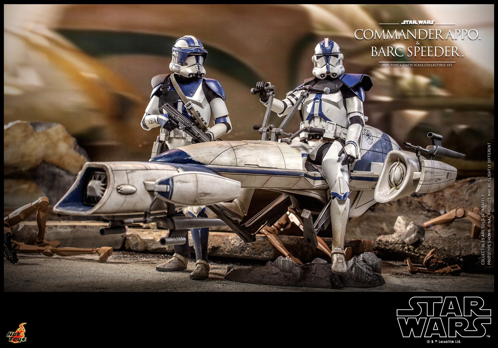 Hot Toys TMS076 1/6 Star Wars: The Clone Wars™ - Commander Appo™ and BARC Speeder™