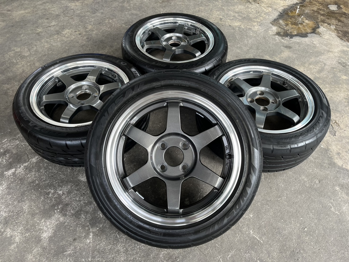 ✨ล้อแม็กพร้อมยาง✨4รู100✨SSW ขอบ 15 สีเทาขอบเงา