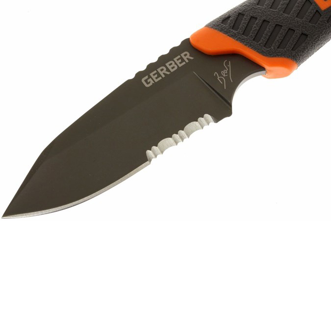 มีดใบตาย Gerber : Bear Grylls Compact Fixed Blade ขนาด 7.7 นิ้ว (19.5 ซม.) พร้อมปลอกมีด ABS เหน็บเข็มขัด