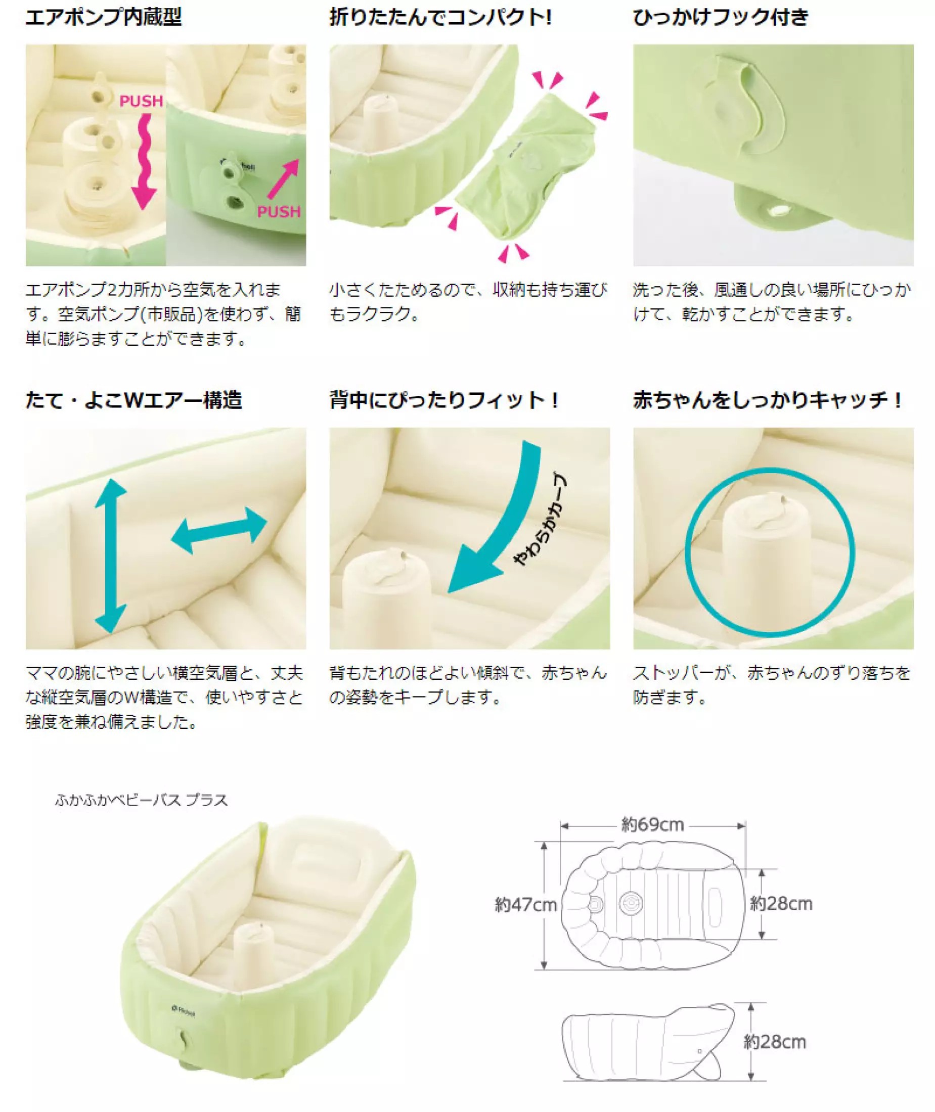 **ลดพิเศษ30%**RICHELL (ริเชล) Soft Baby Bath อ่างอาบน้ำเป่าลม พร้อมที่กดปั๊มลมในตัว ใช้ได้ตั้งแต่น้องแรกเกิด