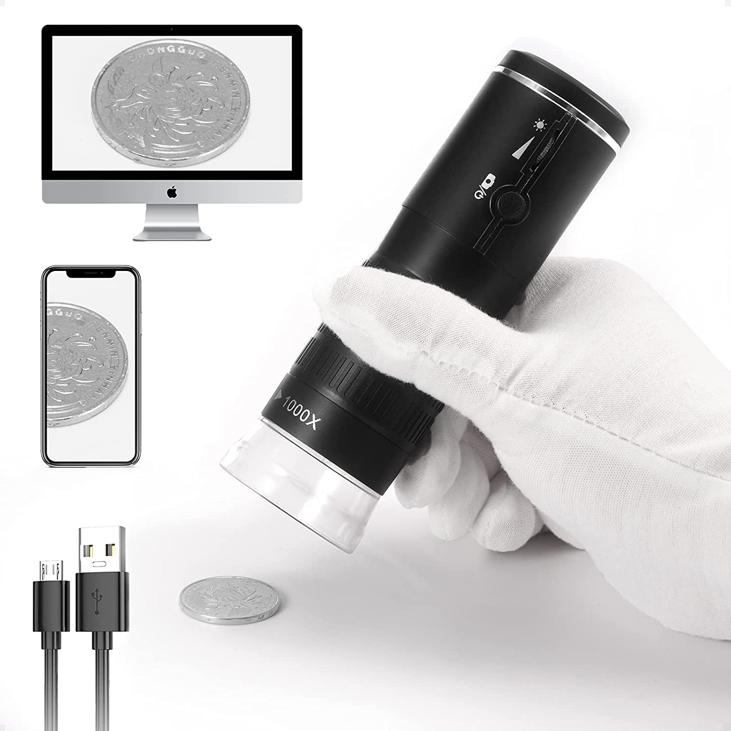 กล้องจุลทรรศน์ชนิดพกพา กำลังขยาย 50x-1000x เชื่อมต่อผ่าน ipad, iphone, Android,Mac,IOS
