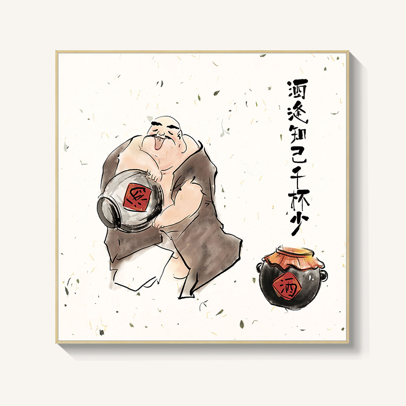 #ภาพวาดสไตล์จีนร่วมสมัย กรอบหนา 3 cm. ขนาด 60x60 cm. /ไม่มีกระจก