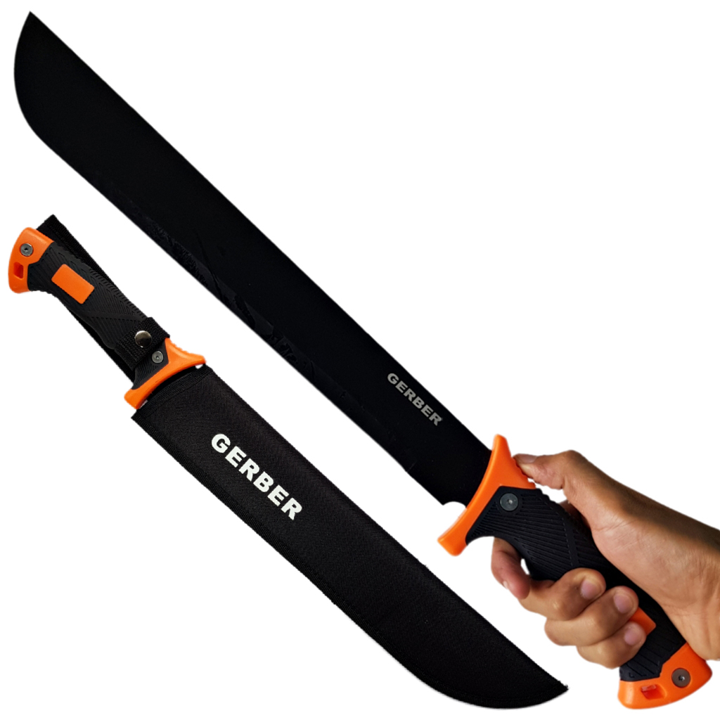 มีดเดินป่า มีดใบตาย GERBER Machete ขนาดยาว 21.3 นิ้ว (54 ซม.) พร้อมซองผ้าไนล่อนร้อยเข็มขัดสำหรับเก็บมีด