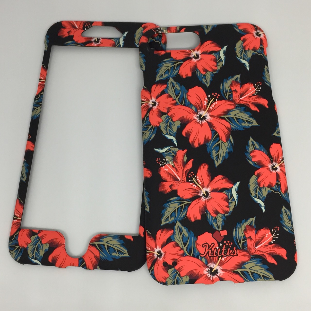 เคสคูทิส(Kutis)ไอโฟน7พลัส,8พลัส(ลายดอกชบาสีแดง)มาใหม่