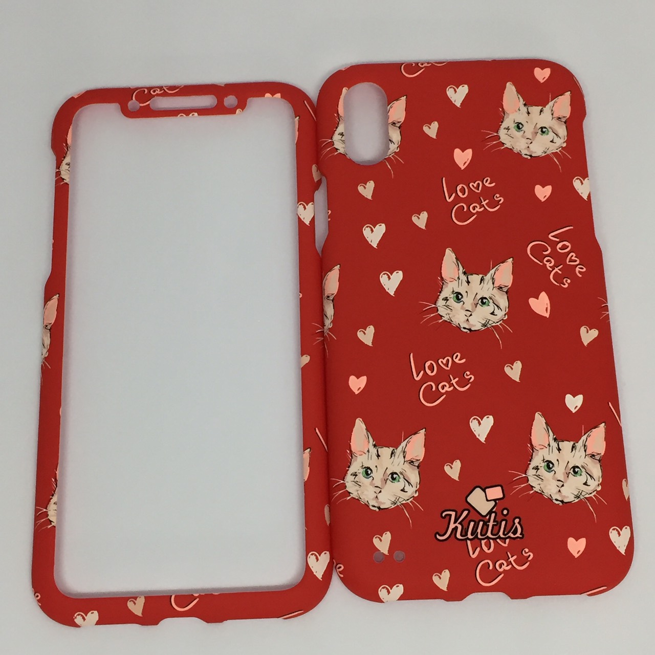 เคสคูทิส (Kutis) ไอโฟนX,XS(ลายแมวหน้าเล็กสีแดง)
