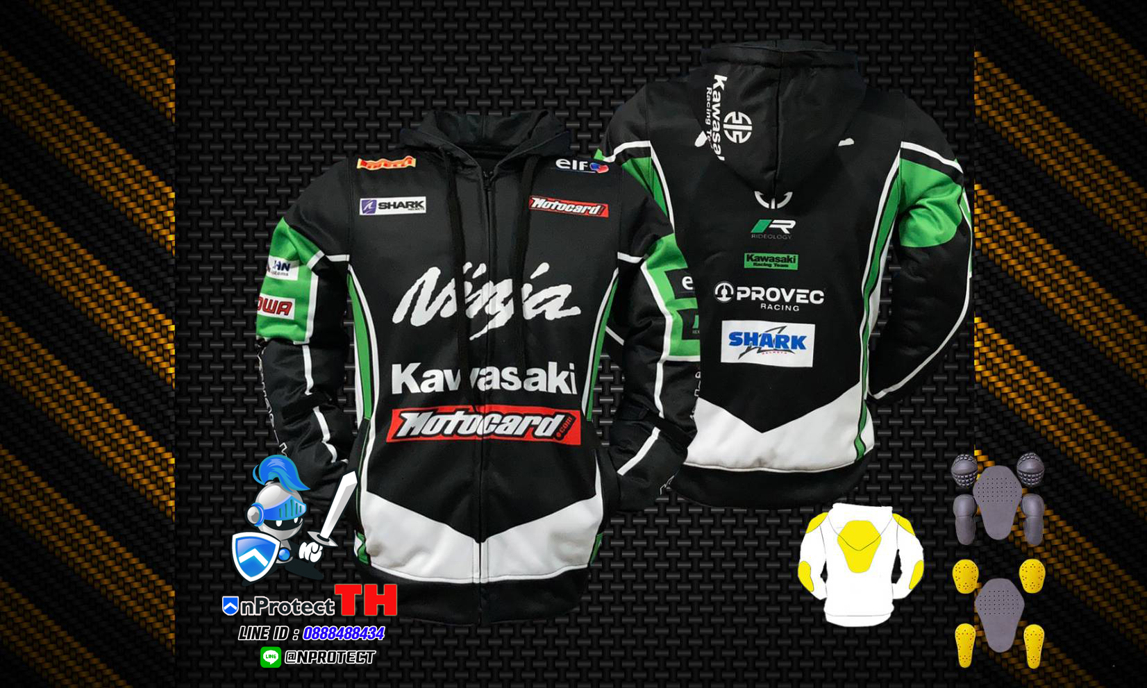 เสื้อฮู้ดบิ๊กไบค์ Ninja Kawasaki แบบที่ 1