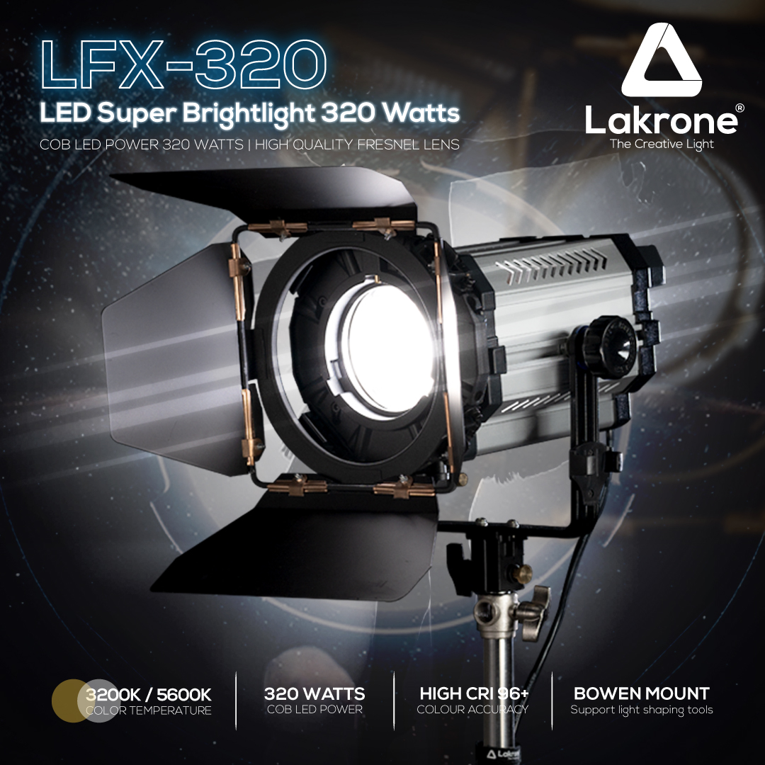 LFX-320 ไฟสตูดิโอพกพาสำหรับถ่ายวีดีโอ กำลังไฟ 320 วัตต์ 3200/5600K Super Brightlight พร้อมแผ่นเปลี่ยนสี