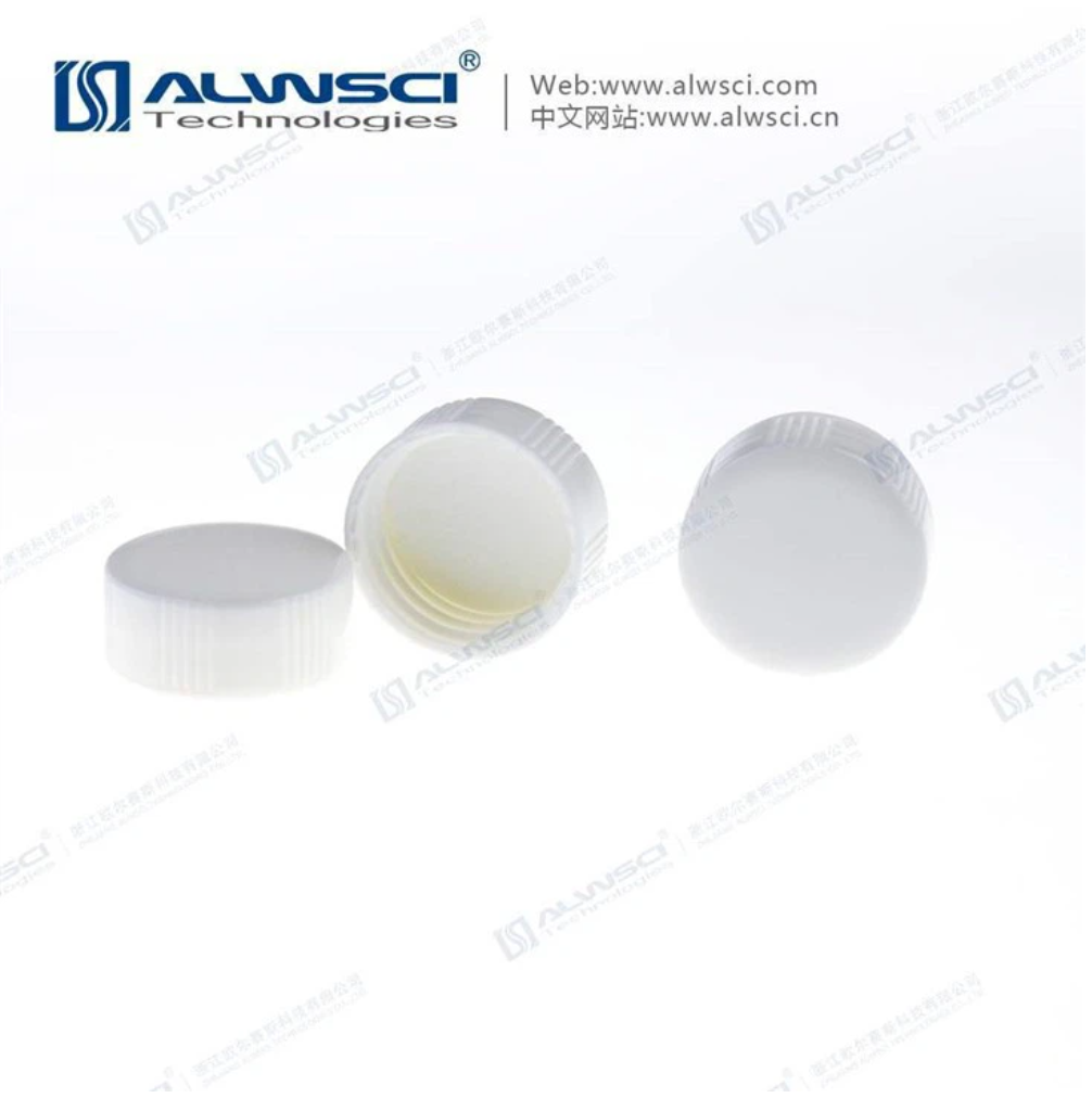 ฝาปิดทึบสีขาว 24 mm White Closed Top PP Cap with PTFE/White Silicone Septa (100 ชิ้น/แพ็ค)