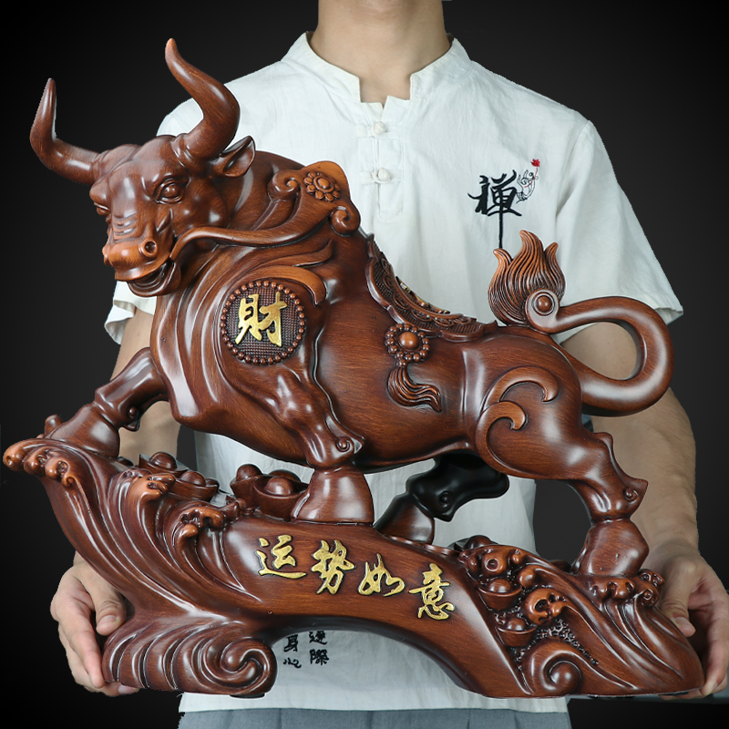 #วัวกระทิงนำโชค Lucky Ox งานเรซิ่นลายไม้ ให้โชคลาภด้านเงินทอง,แก้ปีชง