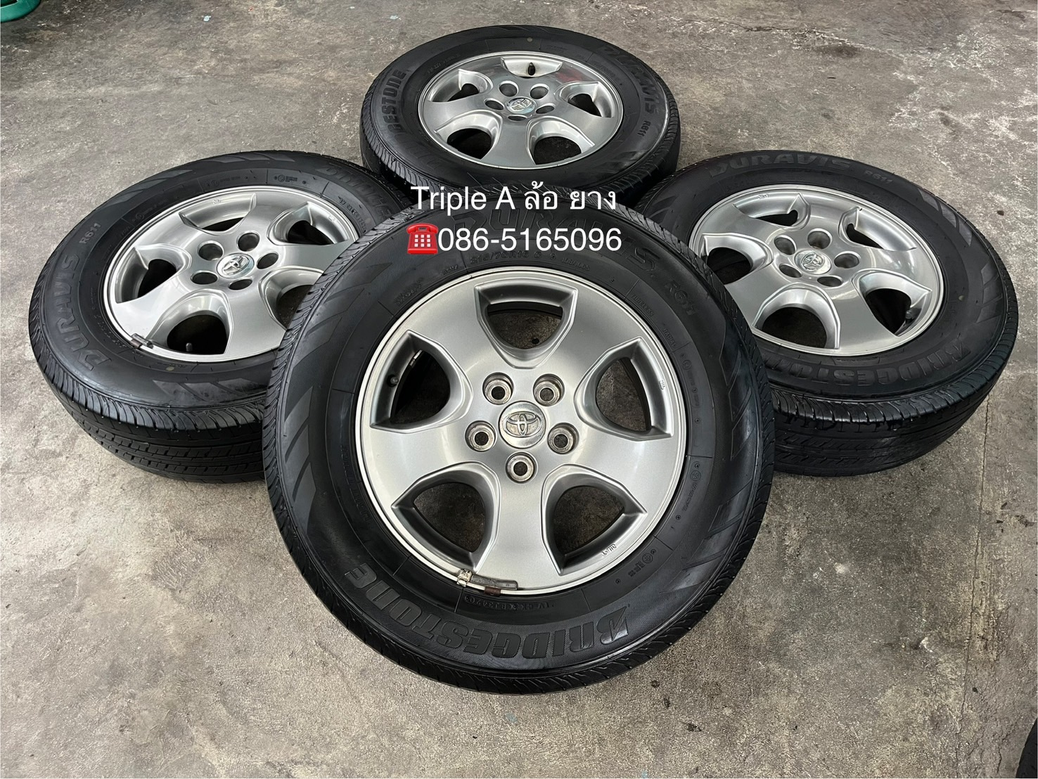 ✨ล้อแม็ก 5รู114✨Toyota Vigo Champ ขอบ 16 สีเทา พร้อมยาง 215-70-16 Bridgestone ปี 20