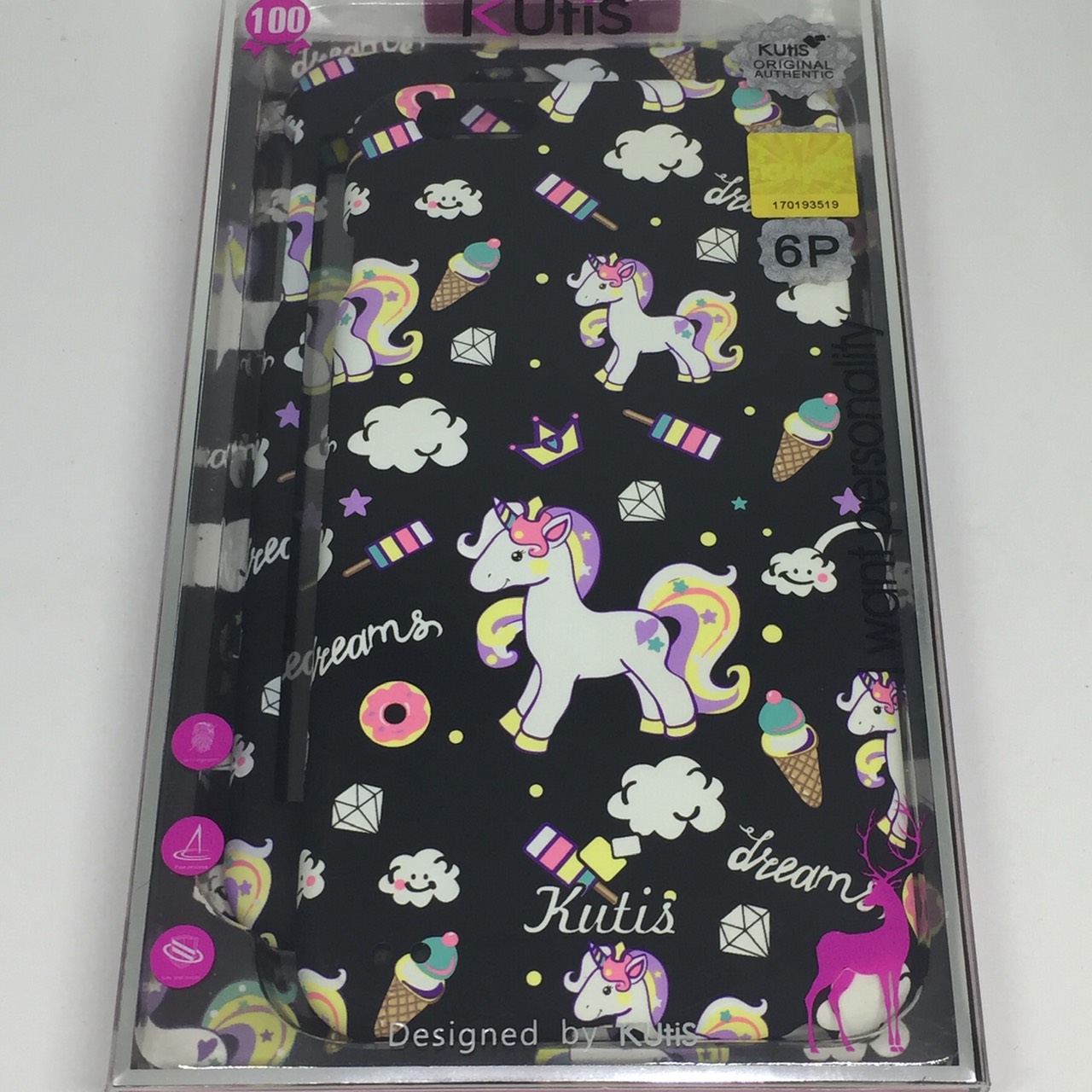 เคสคูทิส(Kutis)เคสไอโฟน6พลัส,6Sพลัส(ลายยูนิคอร์นใหญ่สีดำ)มาใหม่ เคสประกบหน้า-หลัง เคสเรืองแสง เคสลายวินเทจ ร้านSuperhero Klongthom