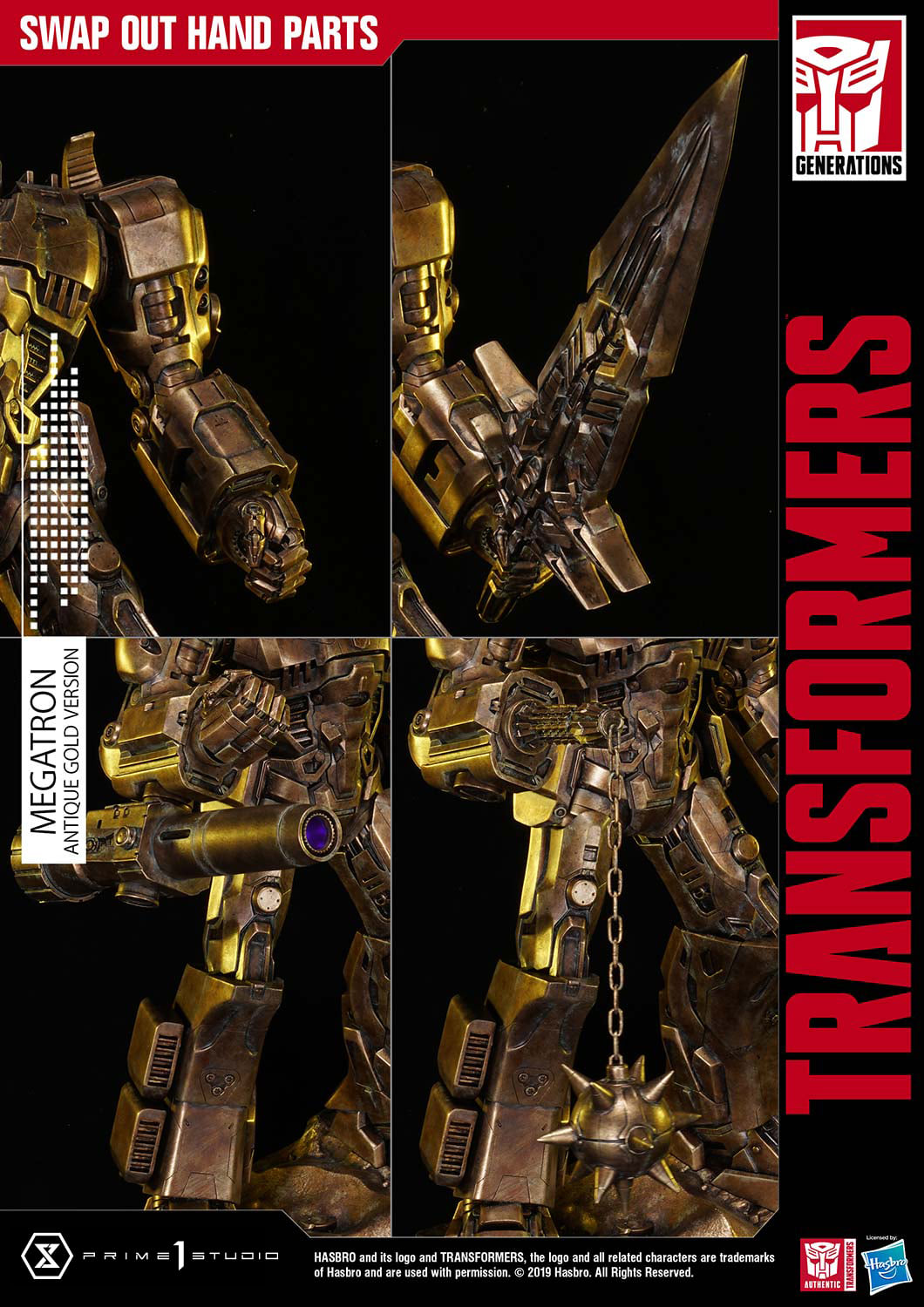 Prime 1 Studio PMTF-02AG Transformers G1 - Megatron (Antique Gold Version)