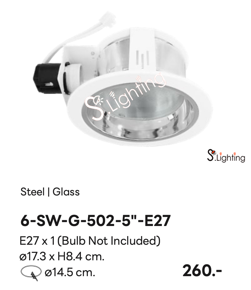 โคมไฟดาวไลท์ฝังฝ้า 6-SW-G-502-5"-E27