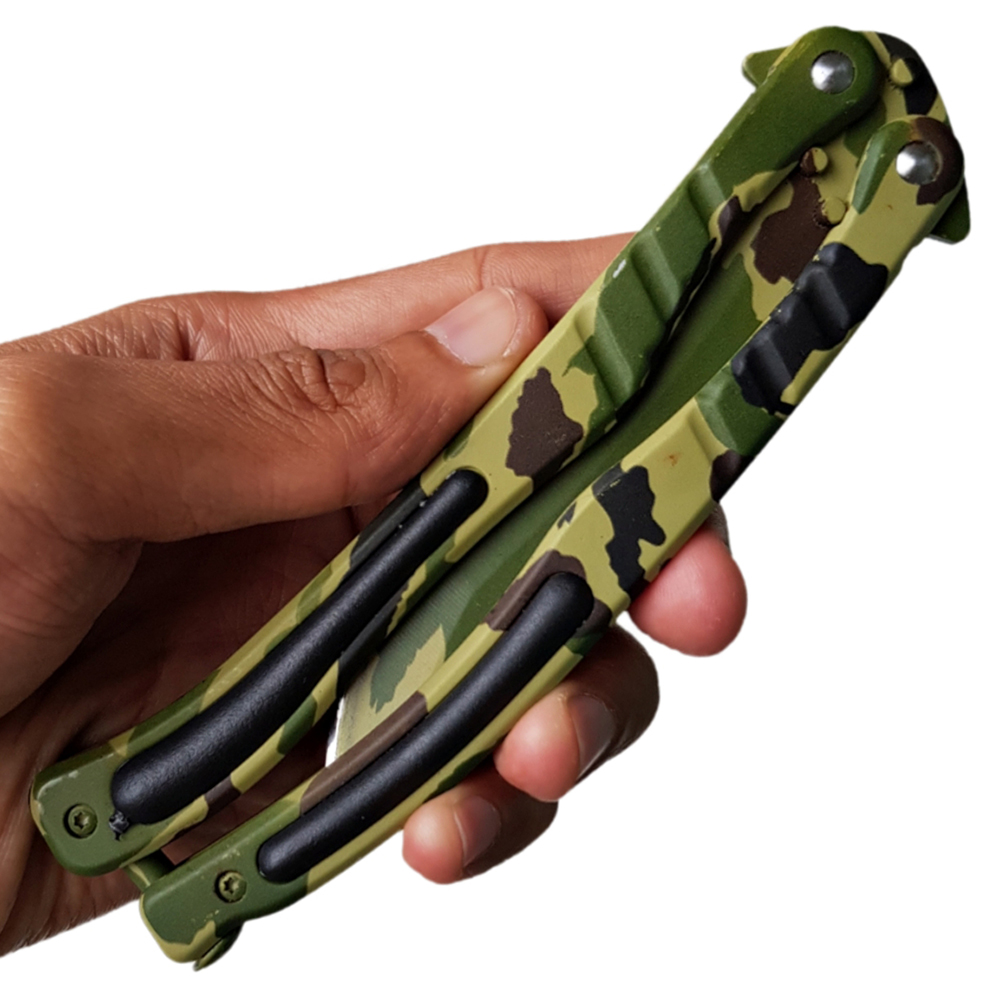 Balisong มีดบาลีซอง มีดควง มีดพับ มีดบัตเตอร์ฟลาย CS GO Counter-Strike (ลายพรางทหาร) พร้อมซองไนล่อนสำหรับเก็บมีด