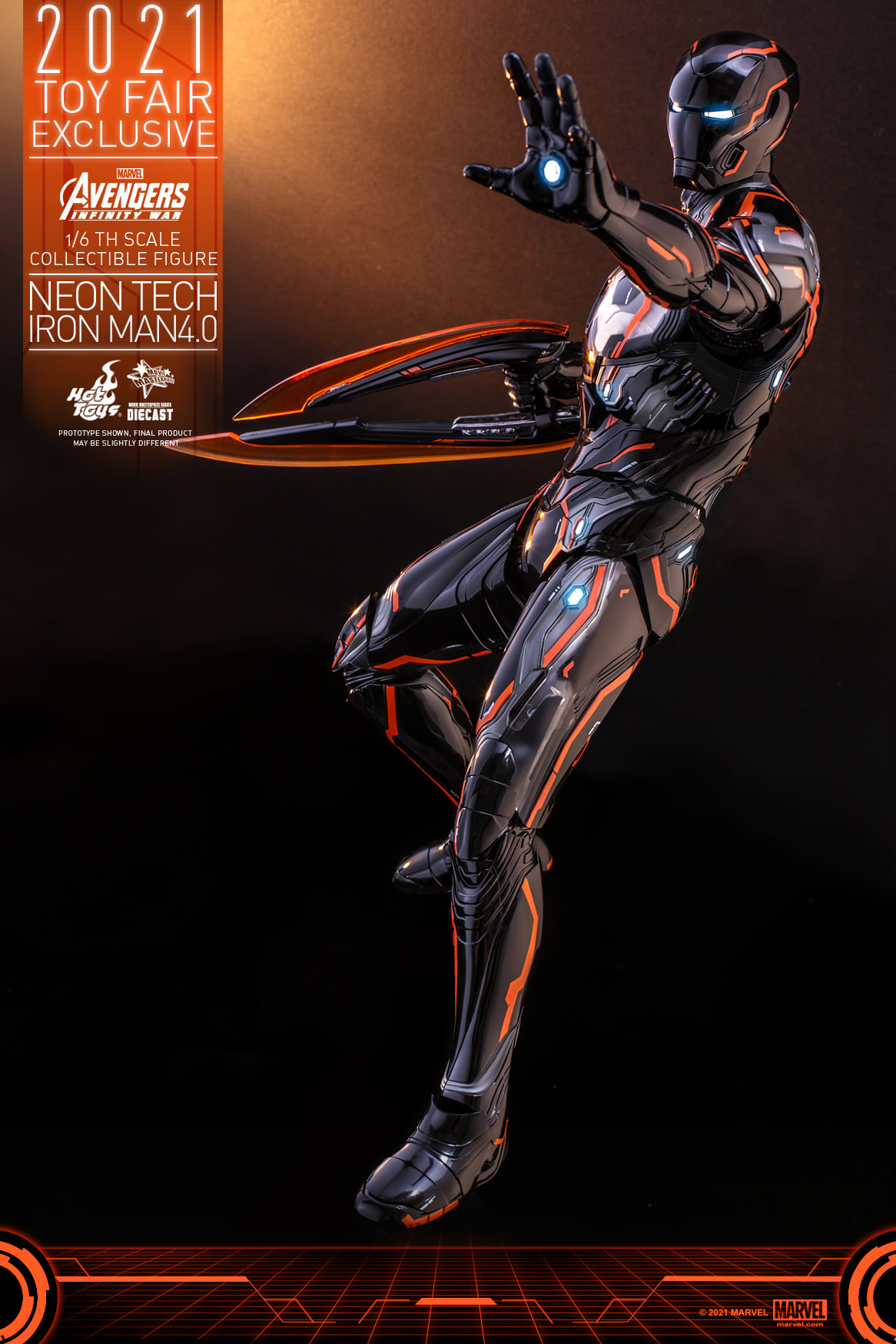 Hot Toys MMS597D39 1/6 Avengers: Infinity War - Neon Tech Iron Man 4.0 [Toy Fair Exclusive 2021]