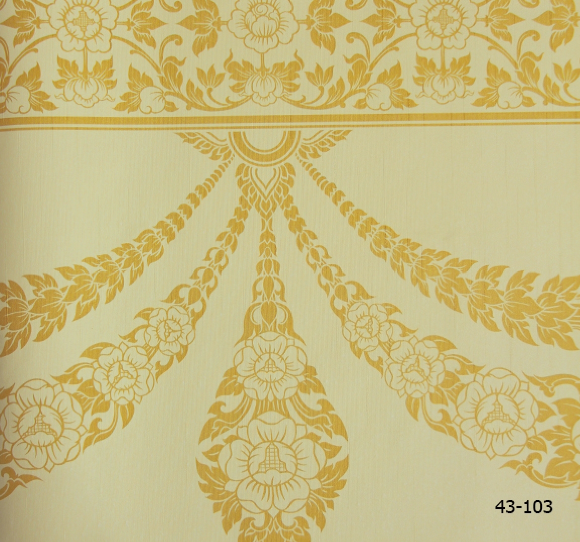 วอลเปเปอร์ลายไทย ลายพู่มาลัย สีเหลือง