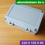 กล่องอลูมิเนียมกันน้ำ IP66 สีเทา ขนาด 220 X 155 X 95 มม. แบบมีบานพับ