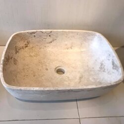 อ่างล้างหน้าทำจากหินธรรมชาติ สีครีมสวย