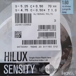 เลนส์เปลี่ยนสีออโต้ HOYA HILUX 1.50 SENSITY1 VP