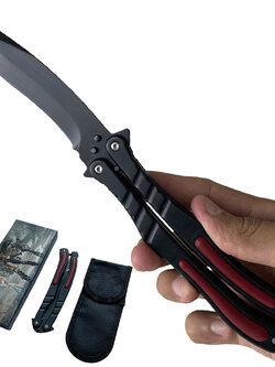 Balisong มีดบาลีซอง มีดควง มีดพับ มีดบัตเตอร์ฟลาย CS:GO - Counter-Strike Butterfly Knife (สีดำ) พร้อมซองไนล่อน