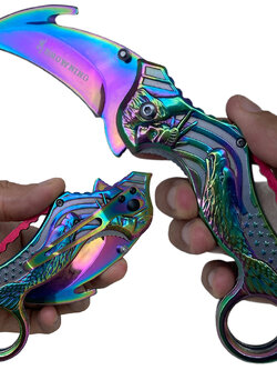 มีดพับ มีดคารัมบิต Browning Karambit Knife สีรุ้งขนาด 7.5 นิ้ว (19 ซม.)