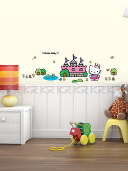 KS-58355 สติ๊กเกอร์เจ้าหญิงเฮลโล่คิตตี้ในปราสาท Hello Kitty in Castle ขนาดแผ่น 50x70 cm