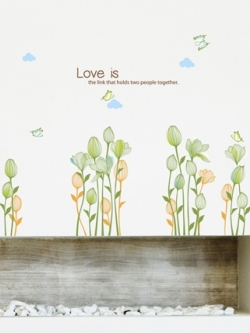 SS-58257 Wall Sticker วอลล์สติ๊กเกอร์ไวนิล ลายดอกไม้ love is ขนาดแผ่น 50x35 cm