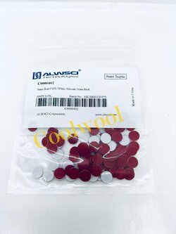 9-425, 9mm Red PTFE/White Silicone Septa 1mm Thick(100ชิ้น/แพ็ค)