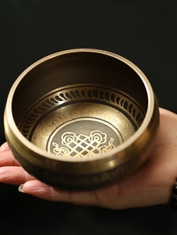 Tibetan Singing Bowl ขันทิเบต(ทองเหลือง) แกะสลักบทสวดหัวใจพระสูตร เสริมมงคลผู้บูชา
