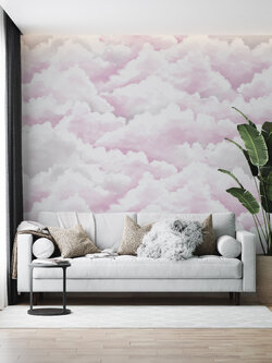 ลายก้อนเมฆ สีชมพู