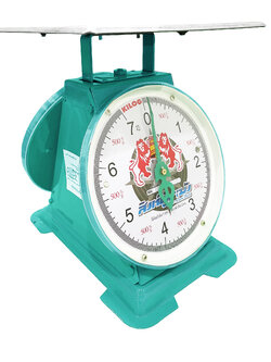 เครื่องชั่งสปริง ตราสิงห์คู่ระฆัง ตัวถังเหล็ก พิกัด 7 กก. จานแบน