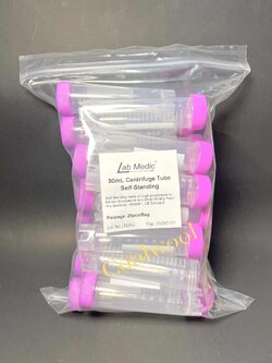 Centrifuge tube Self Satanding sterile 50ml (25/pkg)-Lab Medic หลอดปั่นเหวี่ยงตั้งได้ 50 ml