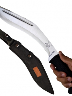 มีดพก มีดกุรข่า มีดเดินป่า มีดใบตาย Cold Steel Conqueror Kukri ขนาด 17.5 นิ้ว (44 ซม.) สีเงิน พร้อมซองผ้าไนล่อนใส่มีด
