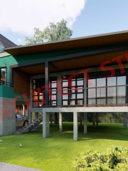 แบบบ้านชั้นครึ่งยกพื้นสูง สไตล์ โมเดิร์น ลอฟท์ NA-107 ขนาด 91.60 ตร.ม. 2 ห้องนอน 1 ห้องน้ำ