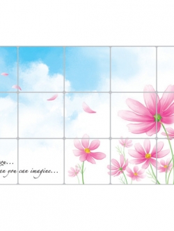 L-13 Anti-flame อลูมิเนียมสติ๊กเกอร์ ลาย Cosmos ruffled ขนาด 75x45 cm