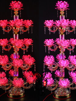 โคมไฟคริสตัลดอกบัว(LED)ขนาดใหญ่แบบตั้งพื้น สำหรับจุดบูชาพระโพธิสัตว์,พระพุทธเสริมมงคล