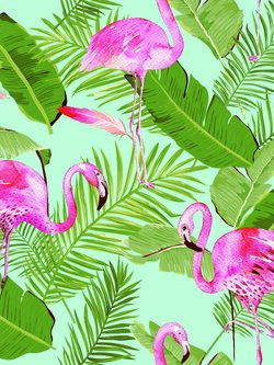 วอลล์เปเปอร์ลายใบไม้ ฟามิงโก สีฟ้า aw14-2