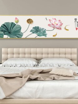 #ภาพวาดพู่กันจีน ภาพพิมพ์สีน้ำบนผ้าใบพร้อมกรอบไม้(คละสี) ขนาด 30x120 cm.