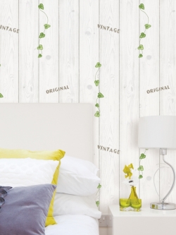 HWP-21619 Wallpaper ไวนิลแบบมีกาวในตัว ลายไม้แผ่นเถาวัลย์ แนววินเทจ หน้ากว้าง 100 cm