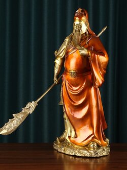 เทพเจ้ากวนอูงานทองเหลืองลงสีคุณภาพสูง เสริมมงคลในทุกๆด้าน