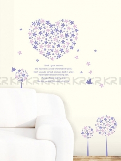 KR-0051 Wall Sticker ลายดอกไม้หัวใจ 50x70 cm