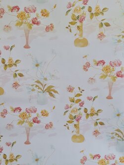 GP-11503 สติกเกอร์มีกาว ลายดอกกุหลาบในแจกัน แนววินเทจ หน้ากว้าง 100 cm