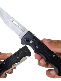 มีดพับ มีดสปริง ขนาดยาว 8 นิ้ว (20 ซม.) มีปุ่มล็อคใบมีด พร้อมซองไนล่อนสำหรับเก็บมีด