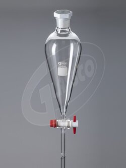 กรวยแยกสาร Separating Funnel with Joint white color PP Stopper and PTFE Stopcock