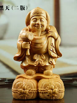 งานประติมากรรมไม้แกะสลักรูปเทพเจ้าDaikoku (ไดโกกุ) เทพเจ้าแห่งความมั่งคั่งและร่ำรวย