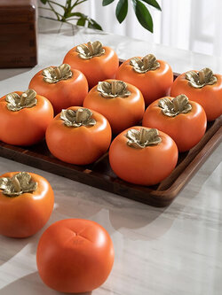 #ลูกพลับและผลไม้มงคล งานทองเหลืองทำสีคุณภาพสูง