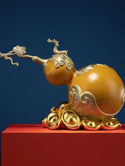 #ผลน้ำเต้าหยกเรียกทรัพย์ งานทองเหลือง เครื่องประดับปรับฮวงจุ้ยเสริมความมั่งคั่งร่ำรวย