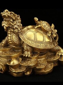 Wangmei Kaiguang เต่ามังกรเหยียบเงิน (สัตตะโลหะ) ปรับฮวงจุ้ยการเงิน (นำเข้าจากประเทศจีน)