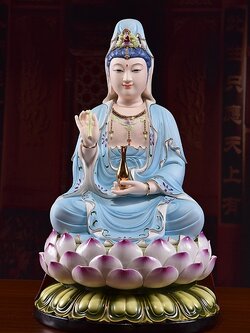 พระโพธิสัตว์กวนอิม เซรามิกเนื้อหยกคุณภาพสูง บูชาเพื่อเสริมศิริมงคล นำชีวิตสู่สิ่งดีๆ/ ขนาด 18 นิ้ว